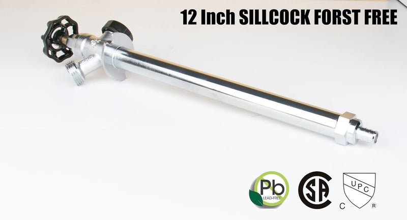 WHK 12 Inch Frost Anti-Siphon Sillcock 1/2 Inch PEX B X 3/4 Inch Hose Bibb,Frost Proof Outdoor Faucet Bib with Vacuum Breaker-Frost Free Spigot PEX Crimp Connection(Brass) - Image 5